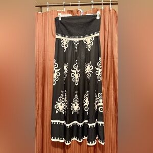NWOT, SHEIN Black & Cream Strapless Maxi Dress, Stretchy Top, Size XL